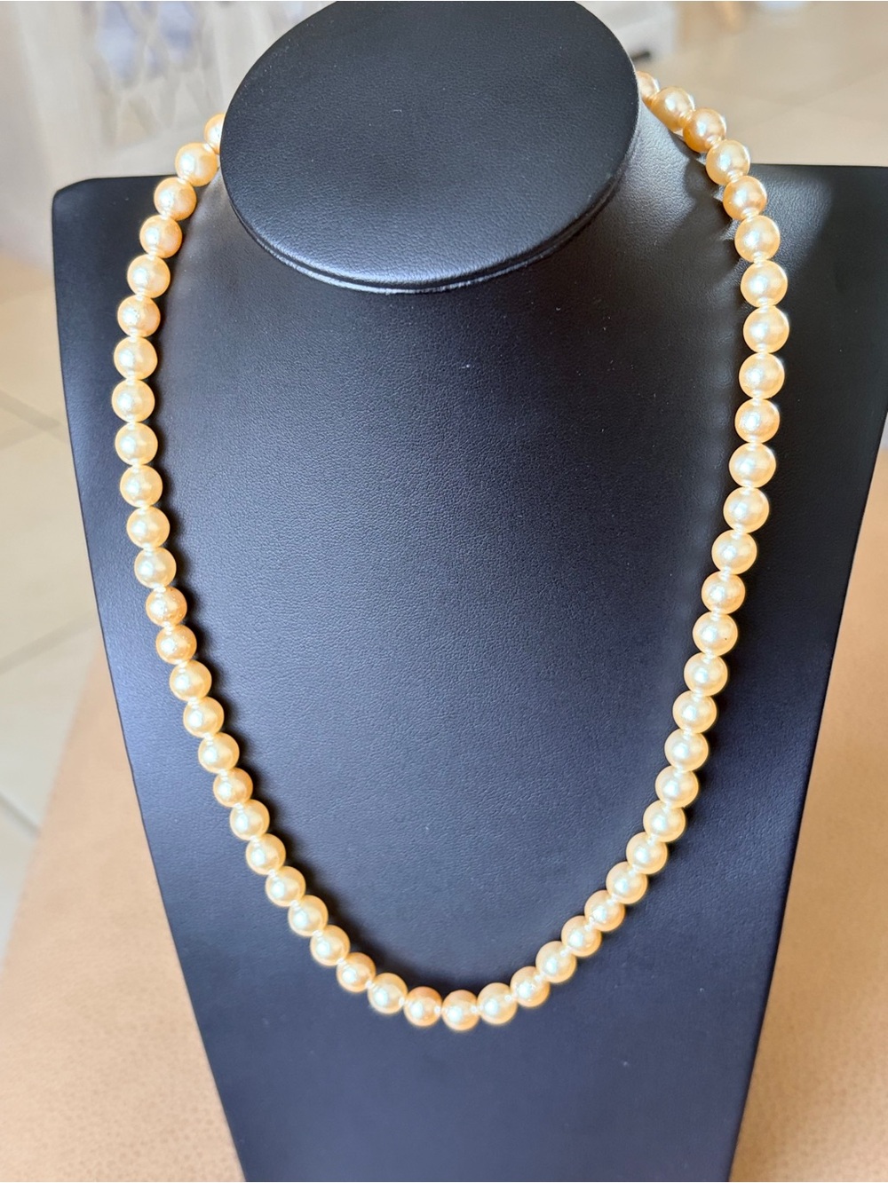 Classic Gold Synthetic Pearl Necklace